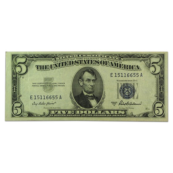 1953's $5.00 Silver Certificate AU 1953's $5.00 Silver Certificate AU